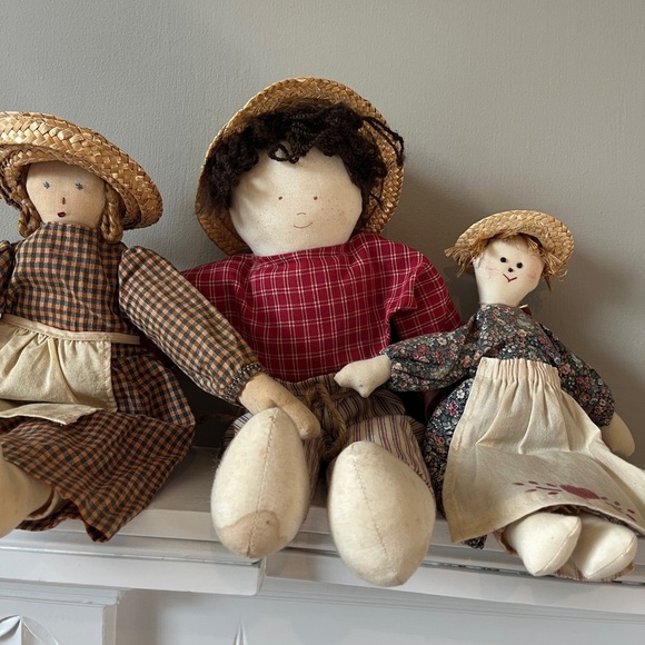 Vintage Primitive handmade cloth dolls set of 3- folk art style - Picture 3 of 7